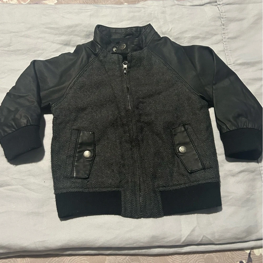 EUC OshKosh Kid Long-sleeve Wool and Faux Leather Jacket - No Size Tag